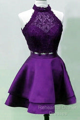 Short Two Piece Semi Formal Prom Dress Halter